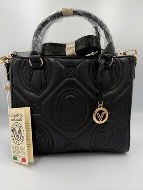 Valentino NWT V-Emblem Quilted Black Top-Handle Bag MSRP$299